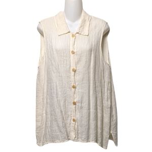 FLAX by Jeanne Engelhart Linen Sleeveless Top M